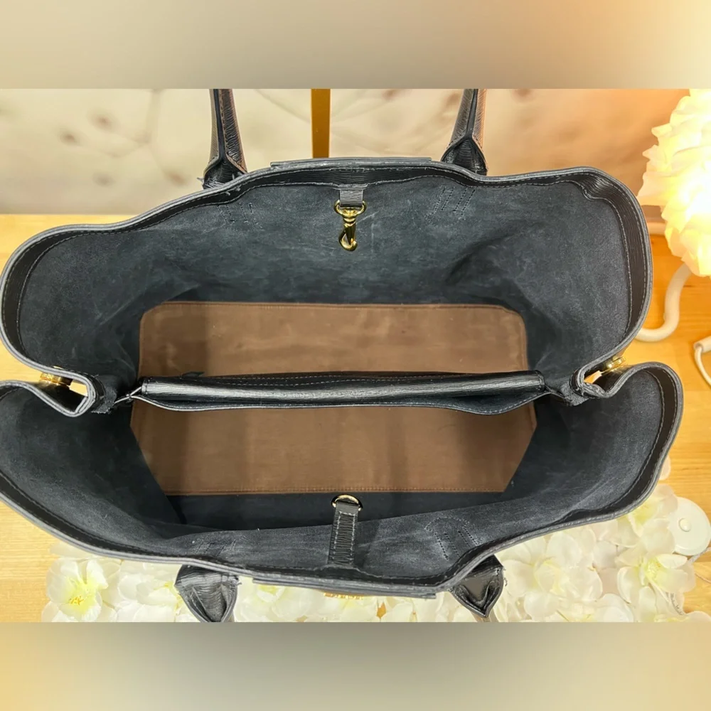 Lauren Ralph Lauren Black Saffiano Leather Tote Bag - Picture 8 of 14